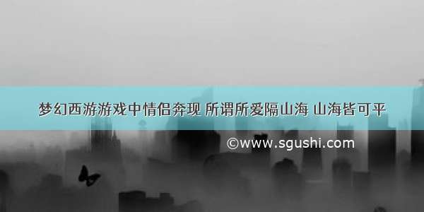 梦幻西游游戏中情侣奔现 所谓所爱隔山海 山海皆可平