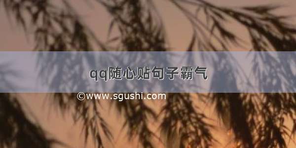 qq随心贴句子霸气