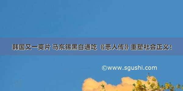 韩国又一爽片 马东锡黑白通吃 《恶人传》重塑社会正义！