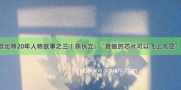 欧比特20年人物故事之三丨陈伙立：“我做的芯片可以飞上太空！”