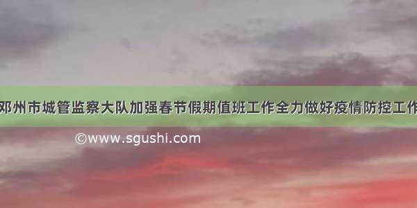 邓州市城管监察大队加强春节假期值班工作全力做好疫情防控工作