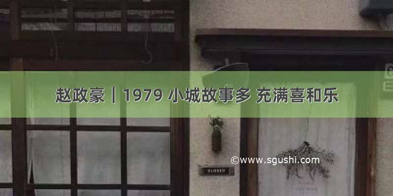 赵政豪｜1979 小城故事多 充满喜和乐