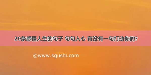 20条感悟人生的句子 句句入心 有没有一句打动你的？