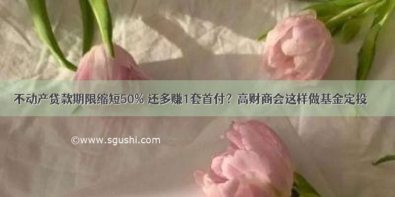 不动产贷款期限缩短50% 还多赚1套首付？高财商会这样做基金定投