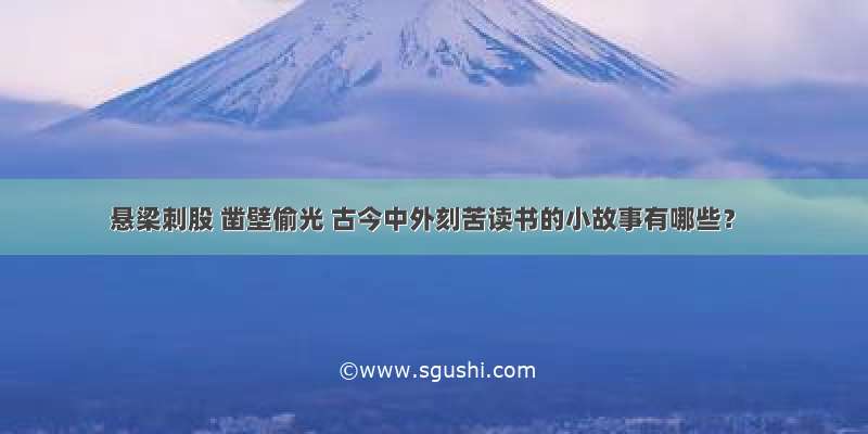 悬梁刺股 凿壁偷光 古今中外刻苦读书的小故事有哪些？