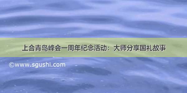 上合青岛峰会一周年纪念活动：大师分享国礼故事