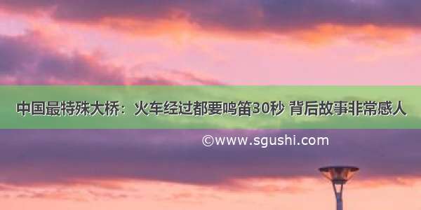 中国最特殊大桥：火车经过都要鸣笛30秒 背后故事非常感人