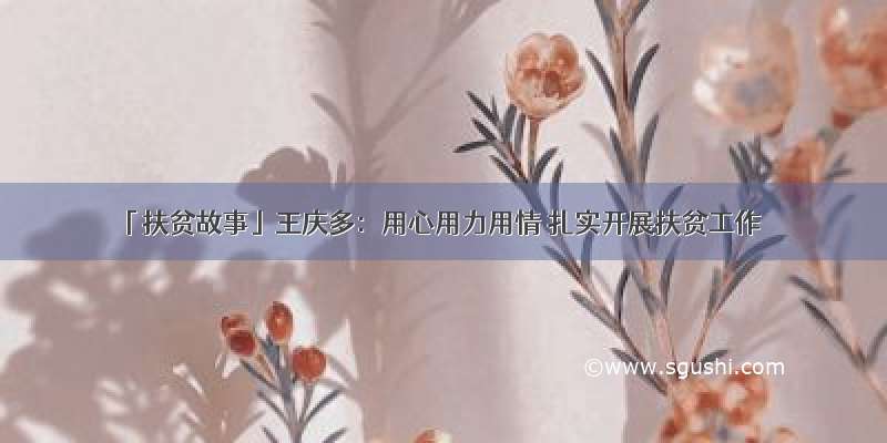 「扶贫故事」王庆多：用心用力用情 扎实开展扶贫工作