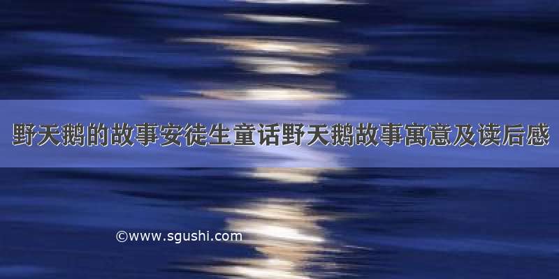 野天鹅的故事安徒生童话野天鹅故事寓意及读后感