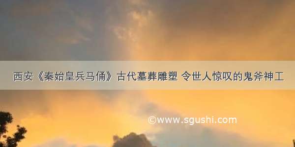 西安《秦始皇兵马俑》古代墓葬雕塑 令世人惊叹的鬼斧神工