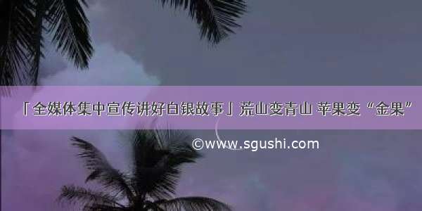「全媒体集中宣传讲好白银故事」荒山变青山 苹果变“金果”