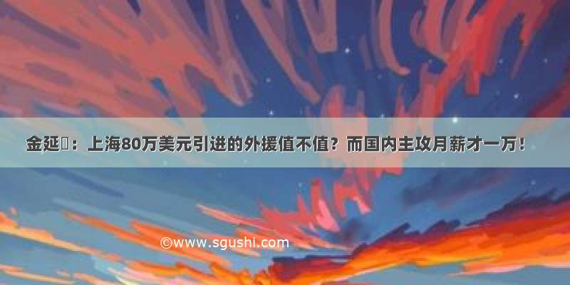 金延璟：上海80万美元引进的外援值不值？而国内主攻月薪才一万！