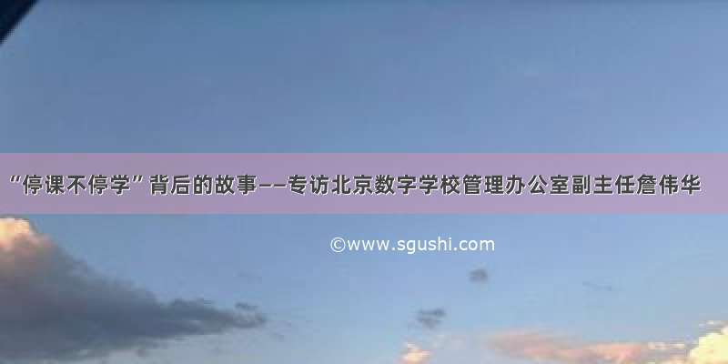 “停课不停学”背后的故事——专访北京数字学校管理办公室副主任詹伟华