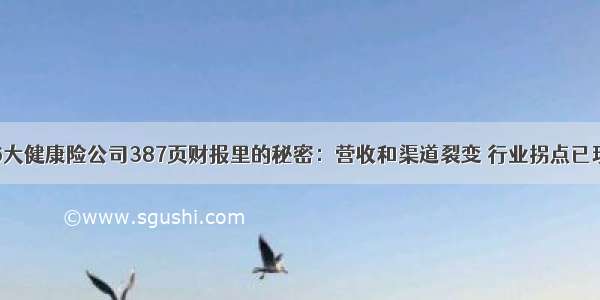 6大健康险公司387页财报里的秘密：营收和渠道裂变 行业拐点已现