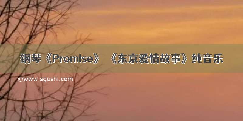 钢琴《Promise》 《东京爱情故事》纯音乐