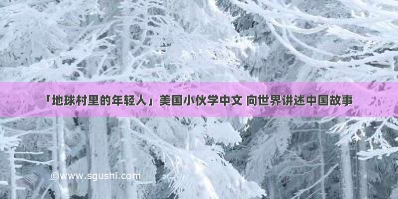 「地球村里的年轻人」美国小伙学中文 向世界讲述中国故事