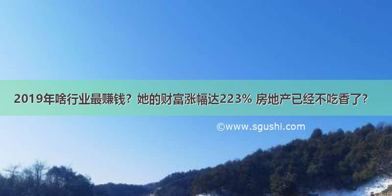 2019年啥行业最赚钱？她的财富涨幅达223% 房地产已经不吃香了？