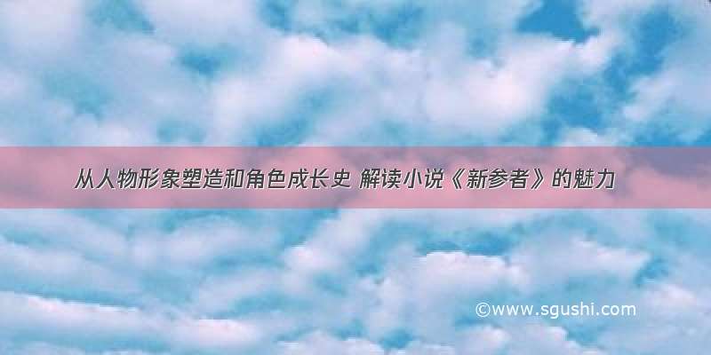 从人物形象塑造和角色成长史 解读小说《新参者》的魅力