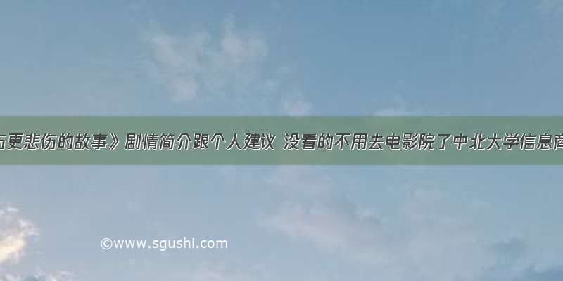 《比悲伤更悲伤的故事》剧情简介跟个人建议 没看的不用去电影院了中北大学信息商务学