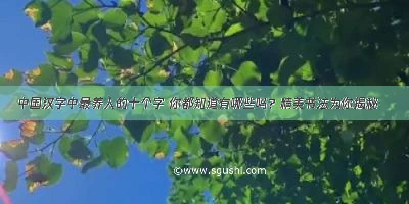 中国汉字中最养人的十个字 你都知道有哪些吗？精美书法为你揭秘