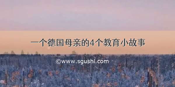 一个德国母亲的4个教育小故事