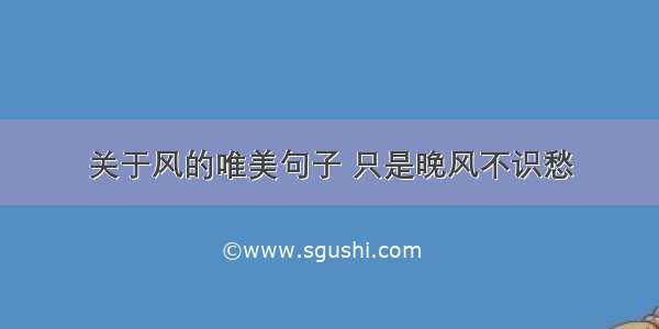 关于风的唯美句子 只是晚风不识愁