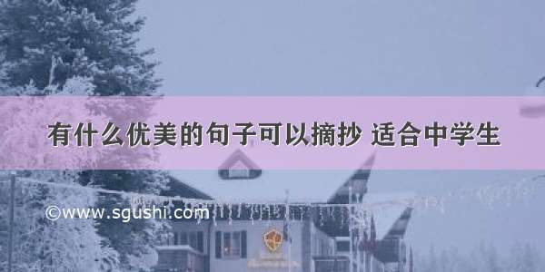 有什么优美的句子可以摘抄 适合中学生