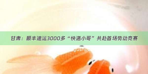 甘肃：顺丰速运3000多“快递小哥”共赴首场劳动竞赛