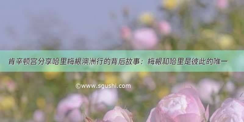 肯辛顿宫分享哈里梅根澳洲行的背后故事：梅根和哈里是彼此的唯一