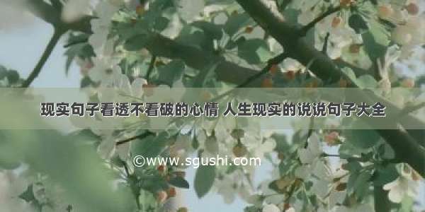 现实句子看透不看破的心情 人生现实的说说句子大全