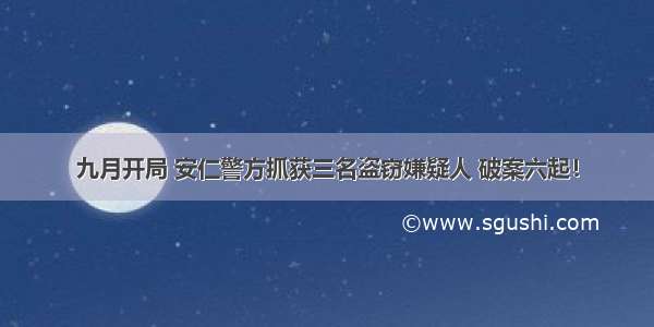 九月开局 安仁警方抓获三名盗窃嫌疑人 破案六起！