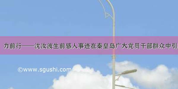 传承精神 勠力前行——沈汝波生前感人事迹在秦皇岛广大党员干部群众中引起强烈反响