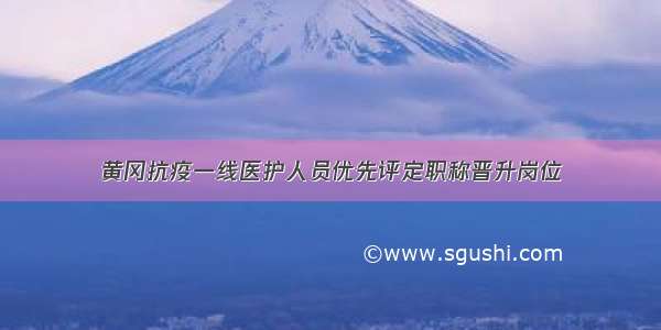 黄冈抗疫一线医护人员优先评定职称晋升岗位