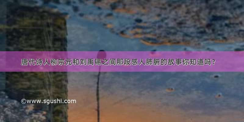唐代诗人柳宗元和刘禹锡之间那段感人肺腑的故事你知道吗？