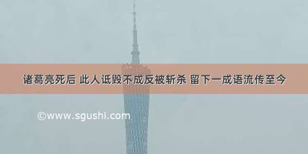 诸葛亮死后 此人诋毁不成反被斩杀 留下一成语流传至今