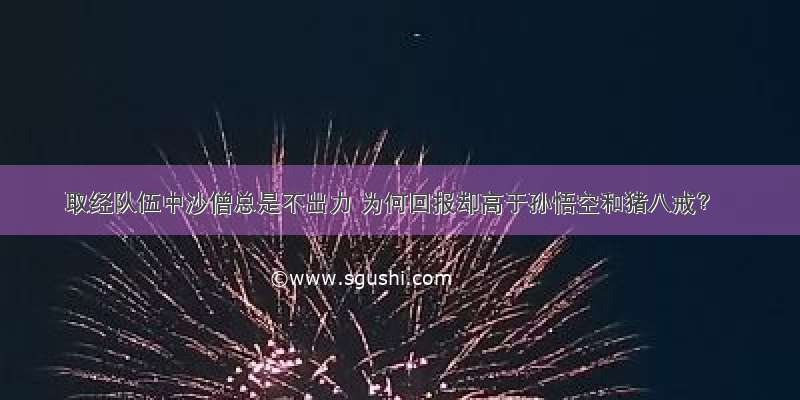 取经队伍中沙僧总是不出力 为何回报却高于孙悟空和猪八戒？