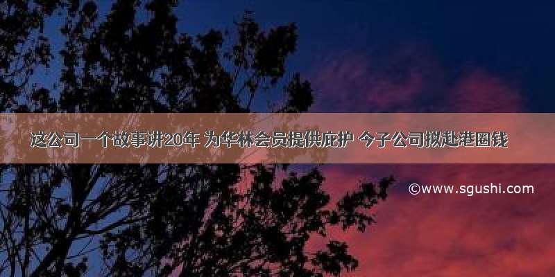 这公司一个故事讲20年 为华林会员提供庇护 今子公司拟赴港圈钱