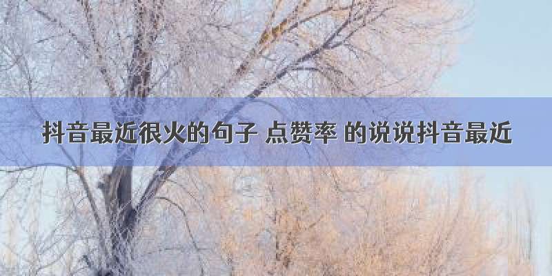 抖音最近很火的句子 点赞率 的说说抖音最近