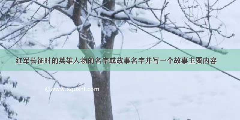 红军长征时的英雄人物的名字或故事名字并写一个故事主要内容