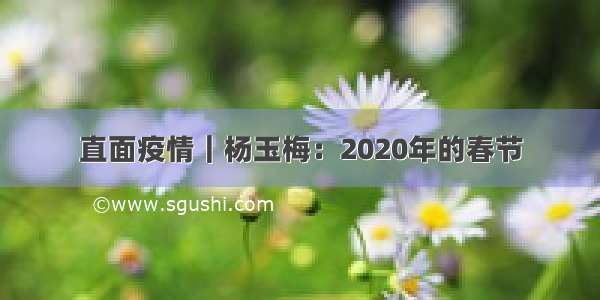 直面疫情｜杨玉梅：2020年的春节