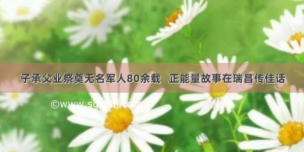 子承父业祭奠无名军人80余载   正能量故事在瑞昌传佳话