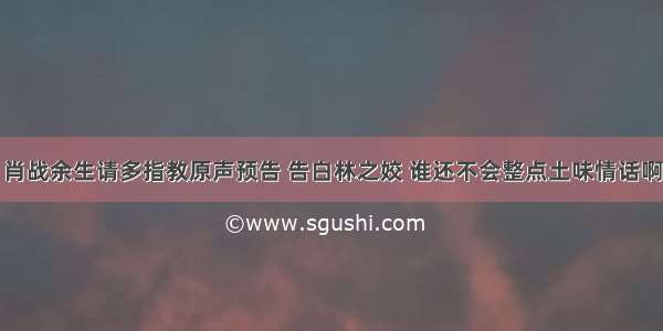 肖战余生请多指教原声预告 告白林之姣 谁还不会整点土味情话啊