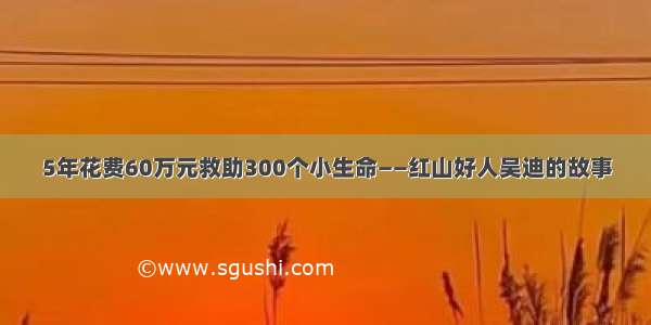 5年花费60万元救助300个小生命——红山好人吴迪的故事