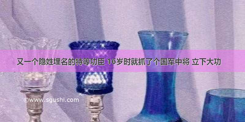 又一个隐姓埋名的特等功臣 16岁时就抓了个国军中将 立下大功