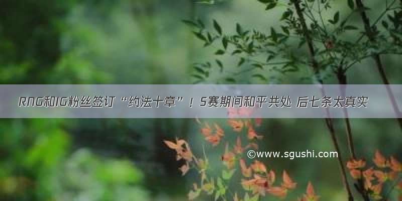 RNG和IG粉丝签订“约法十章”！S赛期间和平共处 后七条太真实