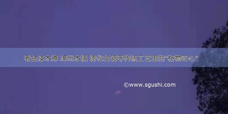 看金漆木雕 漳州木偶 德化白瓷等传统工艺里的“格物匠心”