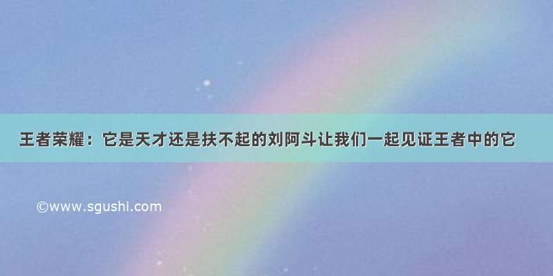 王者荣耀：它是天才还是扶不起的刘阿斗让我们一起见证王者中的它