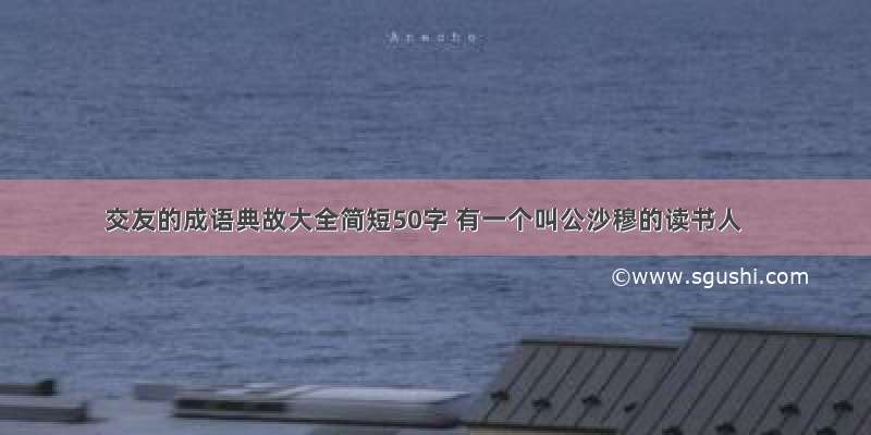 交友的成语典故大全简短50字 有一个叫公沙穆的读书人