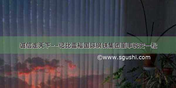 诚信走天下——记比雷福国际钢铁集团董事长史一松