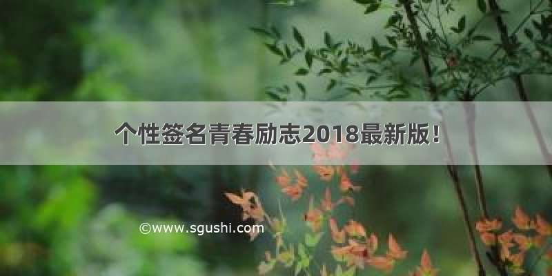 个性签名青春励志2018最新版！